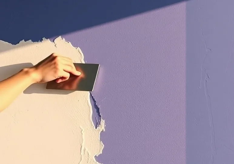 Application d'un enduit décoratif à la lisseuse sur un mur