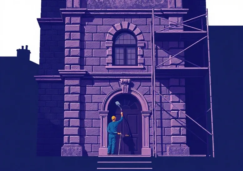 Ravalement de façade en pierre, nettoyage et application d'enduit